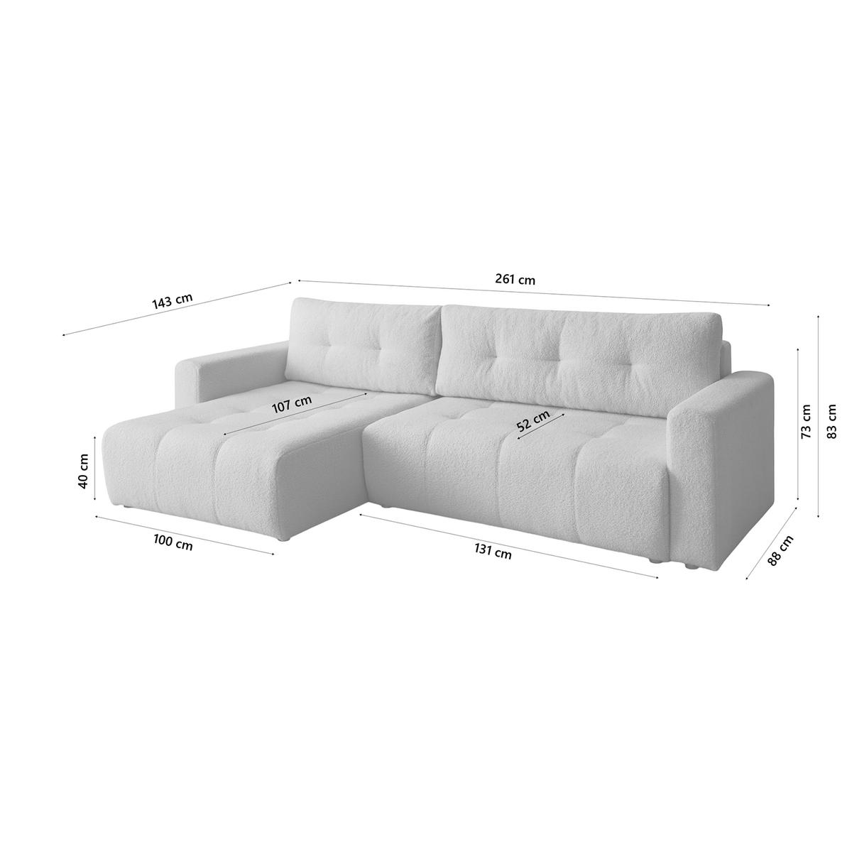 ECKSOFA WALONGO mit Schlaffunktion, Hellgrau - Hellgrau, Textil (261/143cm) - Fedve
