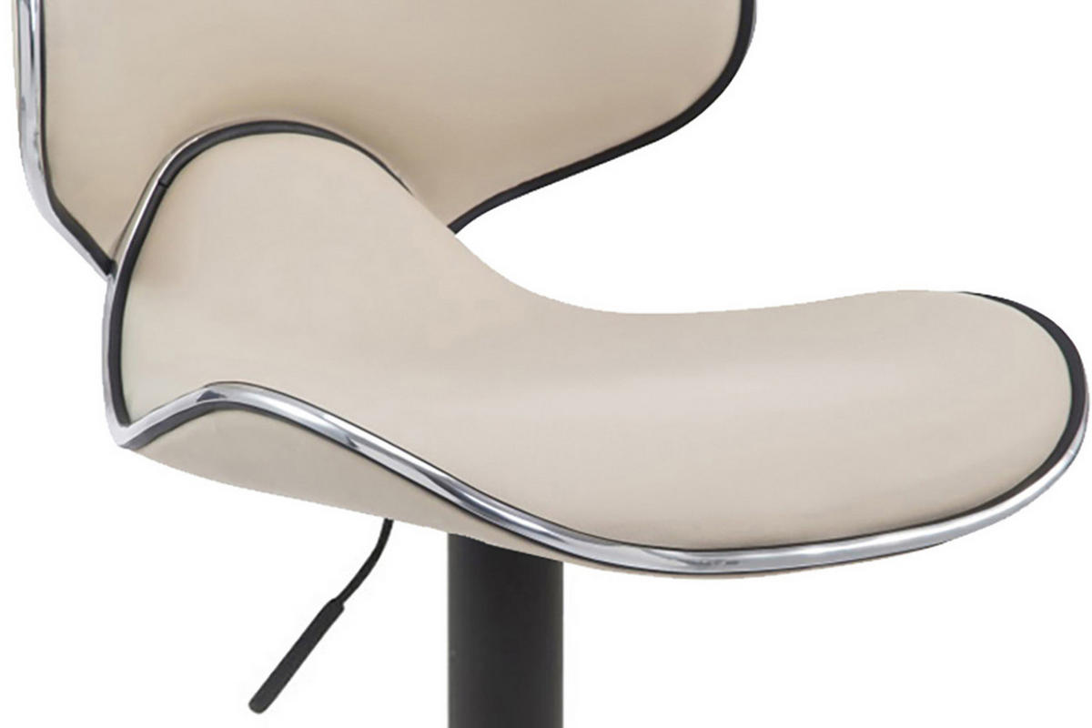 BARHOCKER 2er Set Las-Mallorcas Kunstleder schwarz creme - Creme/Schwarz, Kunststoff/Metall (46/108/49cm) - TPFLiving
