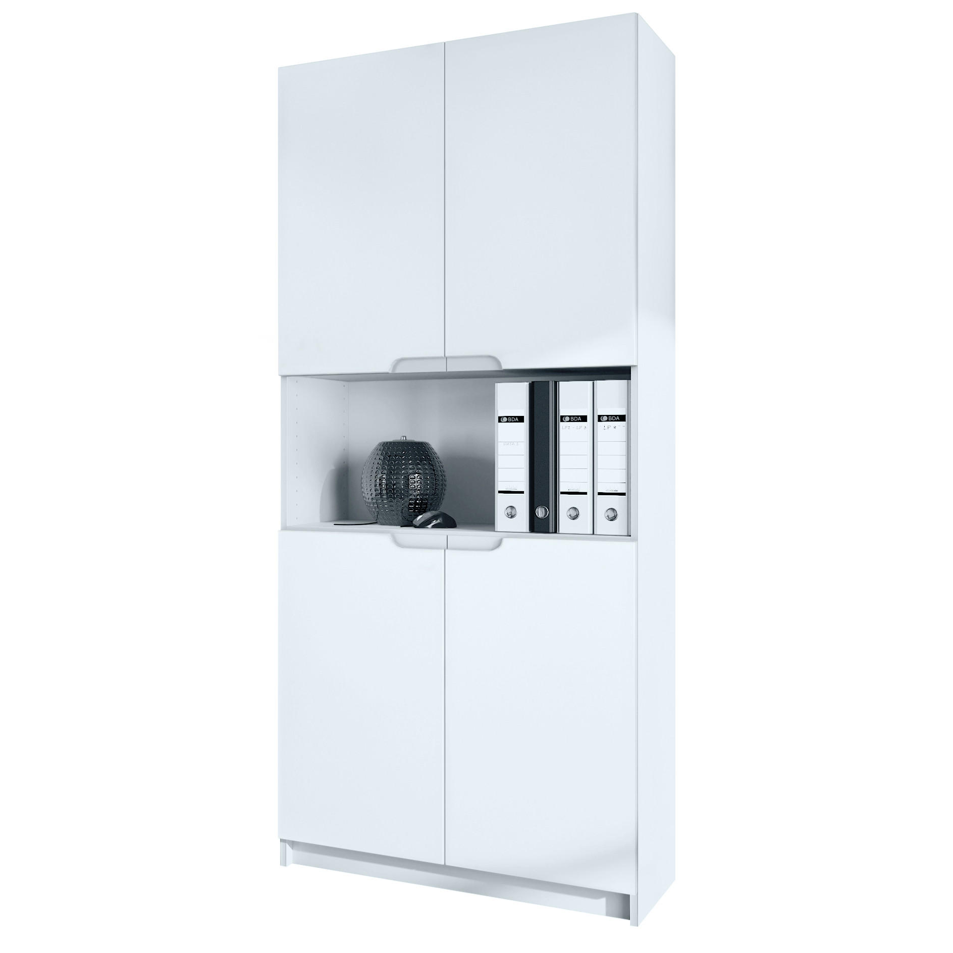 BÜROSCHRANK Logan Fronten in Weiß matt - Weiß, Holzwerkstoff (82/184/37cm) - Vladon