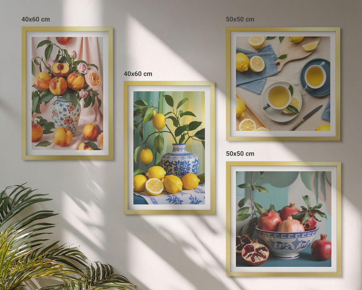 WANDBILDER 4er Set - 50x50 cm & 40x60 cm Goldrahmen - Matisses stilvolle Figuren - Goldfarben, Kunststoff (50/50cm) - ArtPrintCave