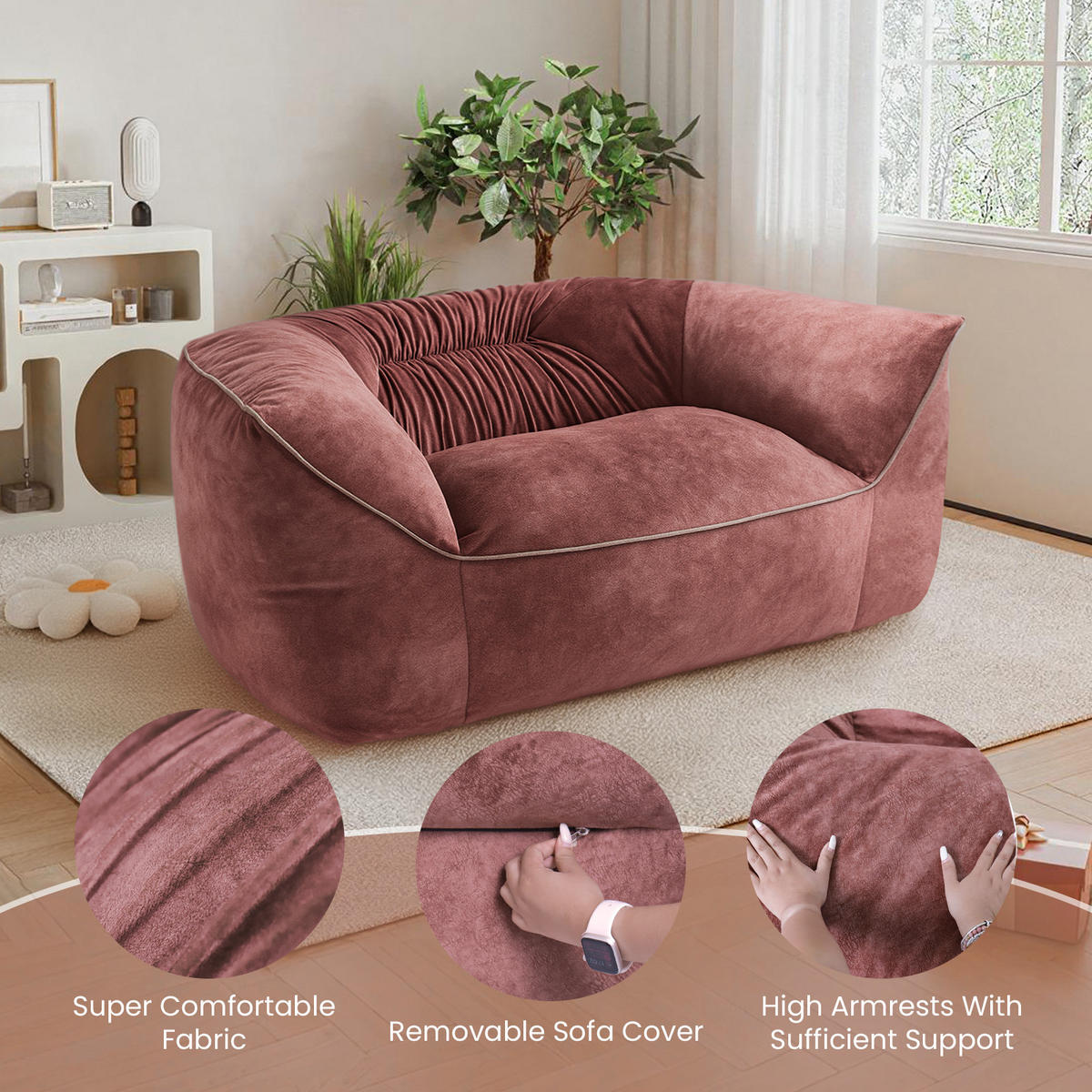 LOUNGESOFA in Rosa 150cm - Rot, Textil (150/40/60cm) - Vercart