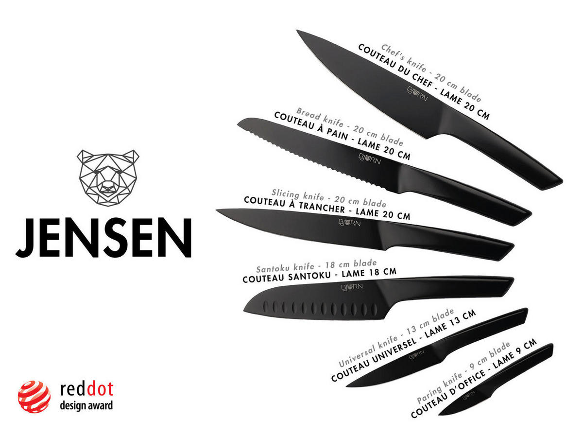 KÜCHENMESSER Jensen - 6er-Set - Schwarz, Metall (1cm) - Björn
