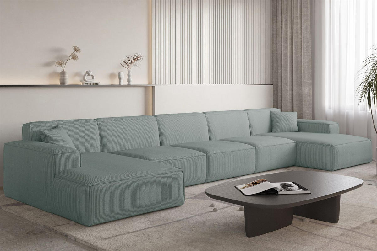 WOHNLANDSCHAFT Celes Premium Xl Scala - Pastellblau, Holzwerkstoff/Textil (462/73/165cm) - Fun Möbel