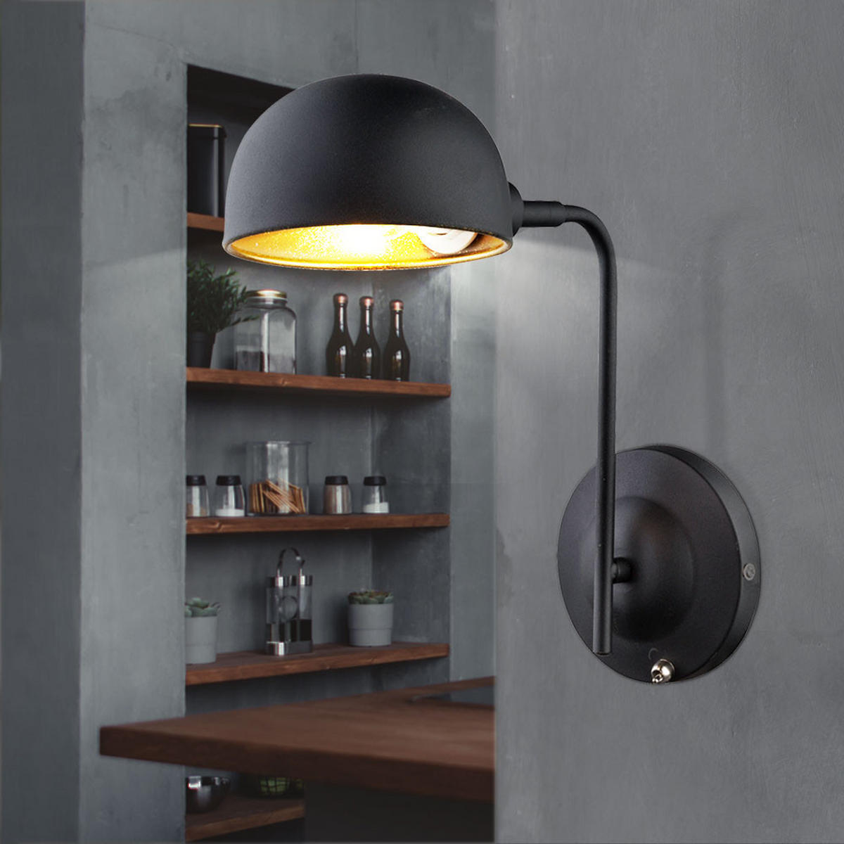 WANDLEUCHTE LENN Schwarz Gold - Schwarz, Metall (13/28/30cm) - Globo Lighting