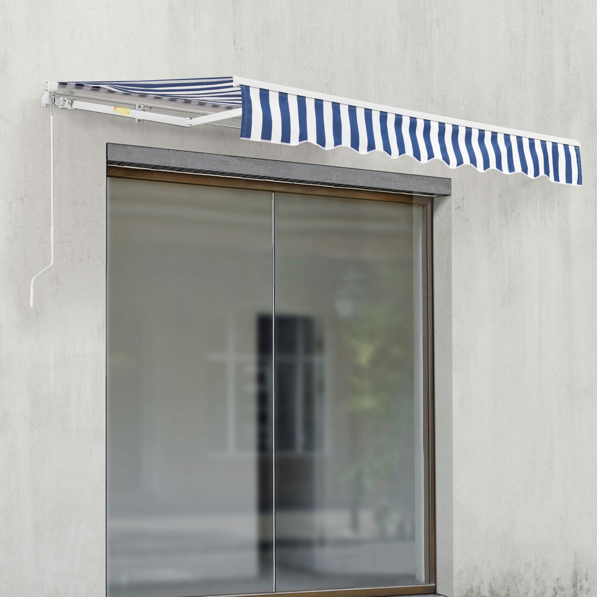 GELENKARMMARKISE Bitonto - Blau/Weiß, Textil (250/0.1/200cm) - [en.casa]