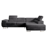 ECKSOFA Stevil Dunkelgrau Cordbezug - Dunkelgrau/Silberfarben, Textil/Metall (275/203cm) - Selsey