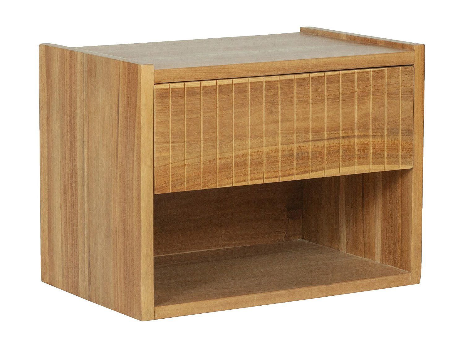 HÄNGENDER Nachttisch – 1 Schublade & 1 Fach – Teakholz – Naturfarben – REVUKA - Naturfarben, Holz (47/35/30cm) - Vente-Unique