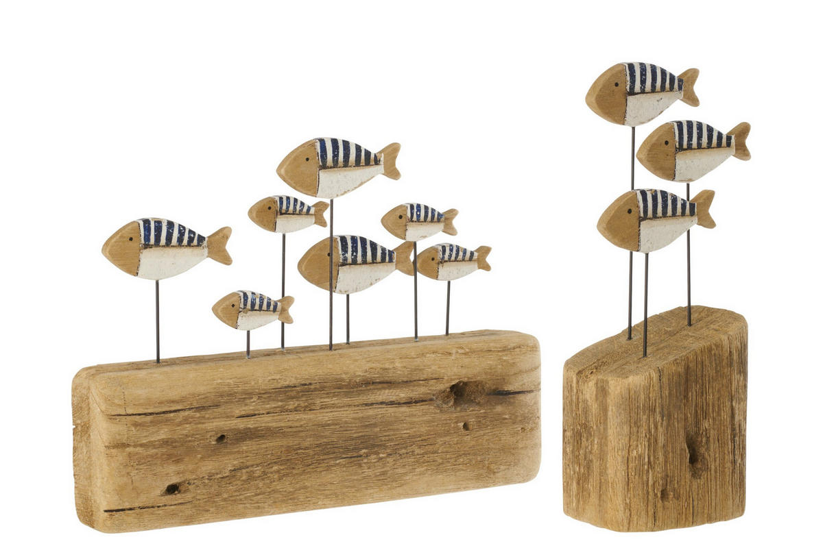 DEKO FISCH AUF FUß - Blau, Holz (5/21.5/30cm) - J-Line