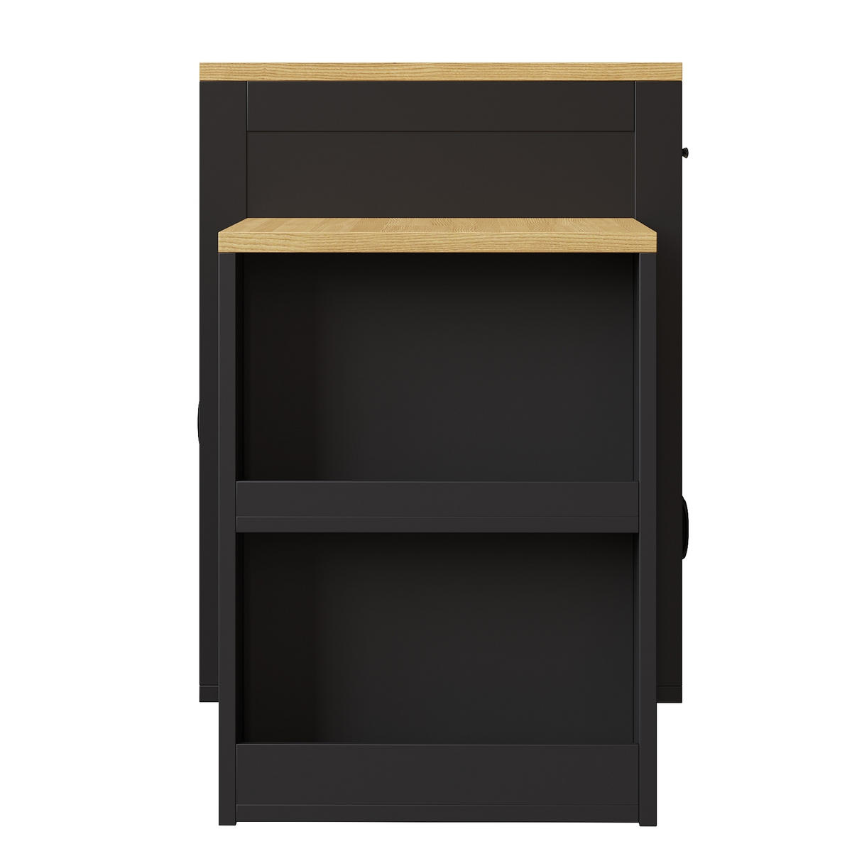KÜCHENINSEL 80/70/95,5 cm aus MDF und Metall mit ausziehbarem Tisch Schwarz - Schwarz, Holzwerkstoff (80/95.5/70cm) - Modenvie
