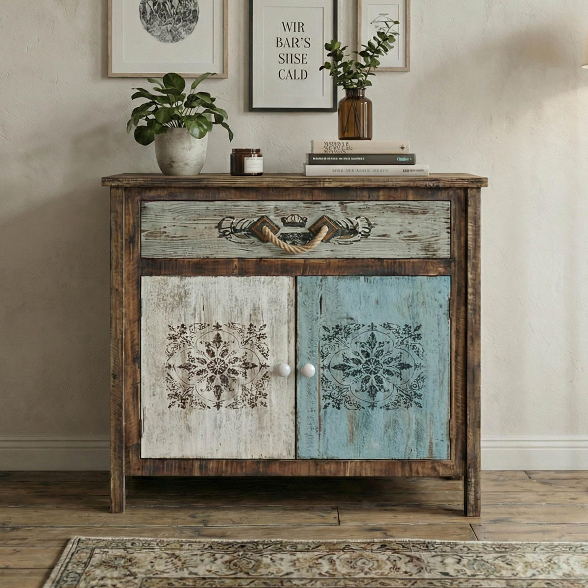 KOMMODE Blau, Weiß - Blau/Weiß, Holz (80/84/40cm) - MCW