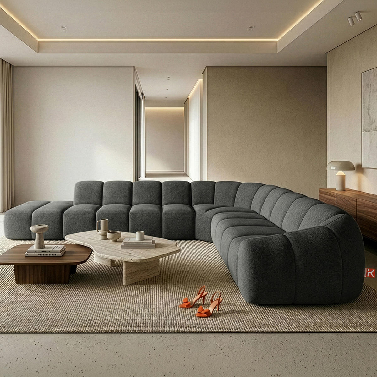 ECKSOFA LINKS FLAVA, Graphitfarben - Graphitfarben, Holz/Holzwerkstoff (310/354cm) - KONSIMO®