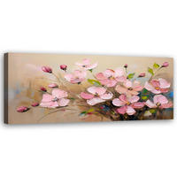 WANDBILD puderrosa blumen bemalte pflanzen - Pink, Textil (90/30cm) - Feeby