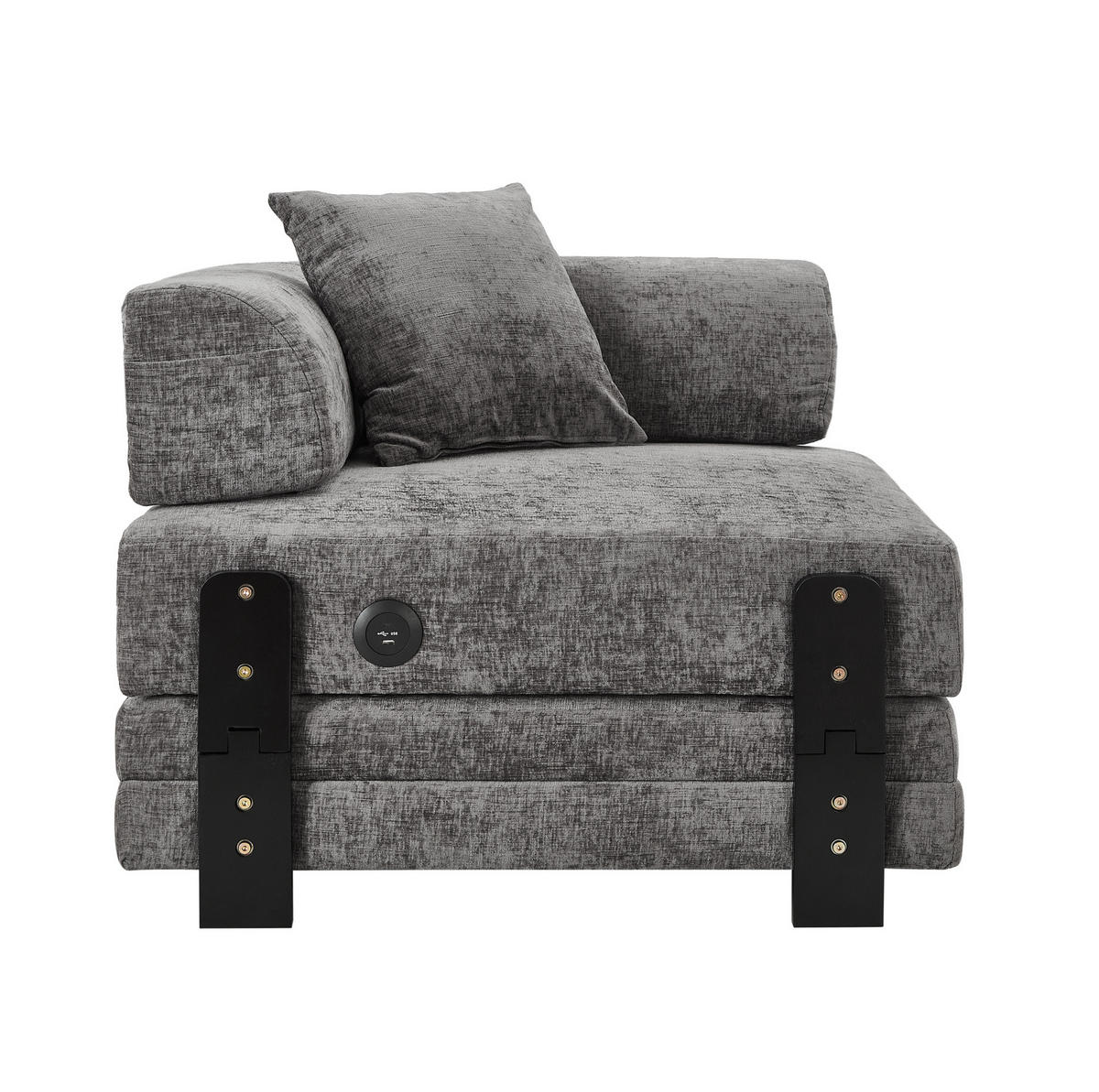 SOFA 2-in-1 mit Schlaffunktion Stoff Dark Grey - Dunkelgrau, Textil (170.5/48/84cm) - Meubliv