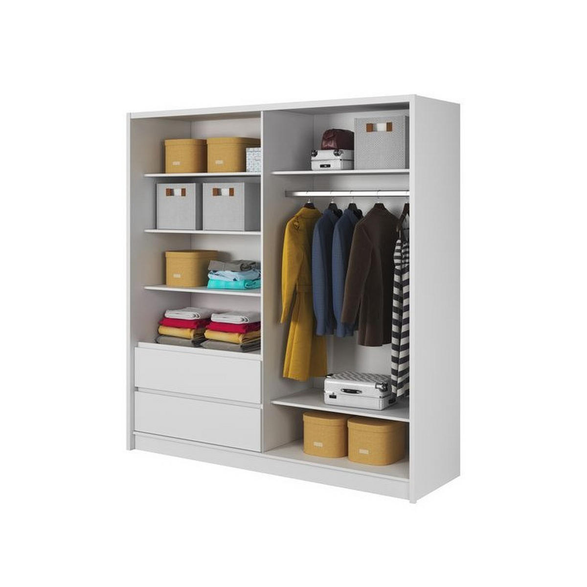 KLEIDERSCHRANK – 204 cm – Sara – Weiß - Weiß, Holzwerkstoff (204/214/62cm) - hi-markt