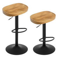 BARHOCKER 2er Set mit Sattelsitz, aus Massivholz, Dunkle Holzoptik - Buchefarben/Schwarz, Holz/Metall (41.5/60/31.5cm) - Woltu