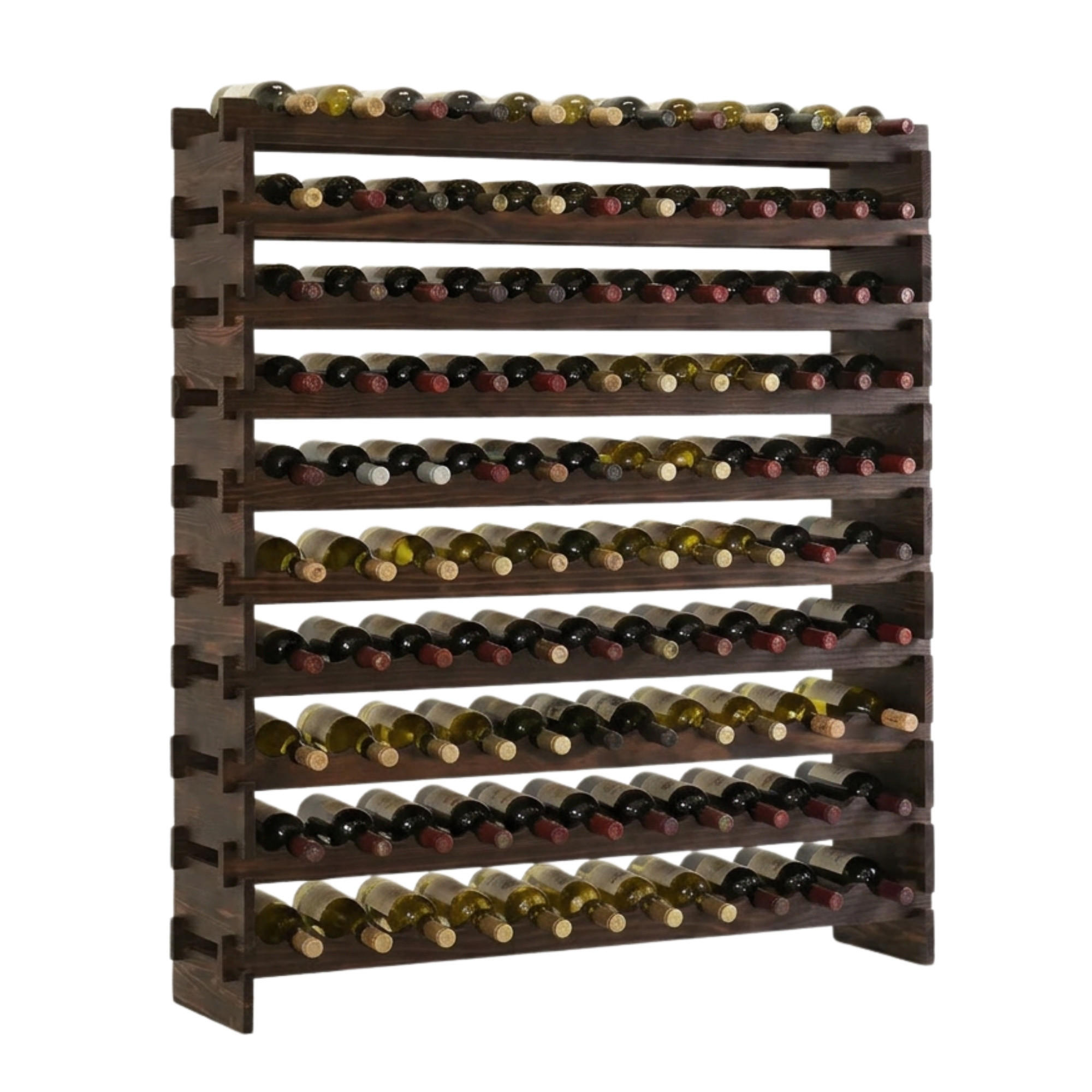 WEINREGAL NAVARRA aus Holz 135x123x28cm 120 Flaschen auf 10 Ebenen Braun geölt - Braun, Holz (123/135/28cm) - PROREGAL