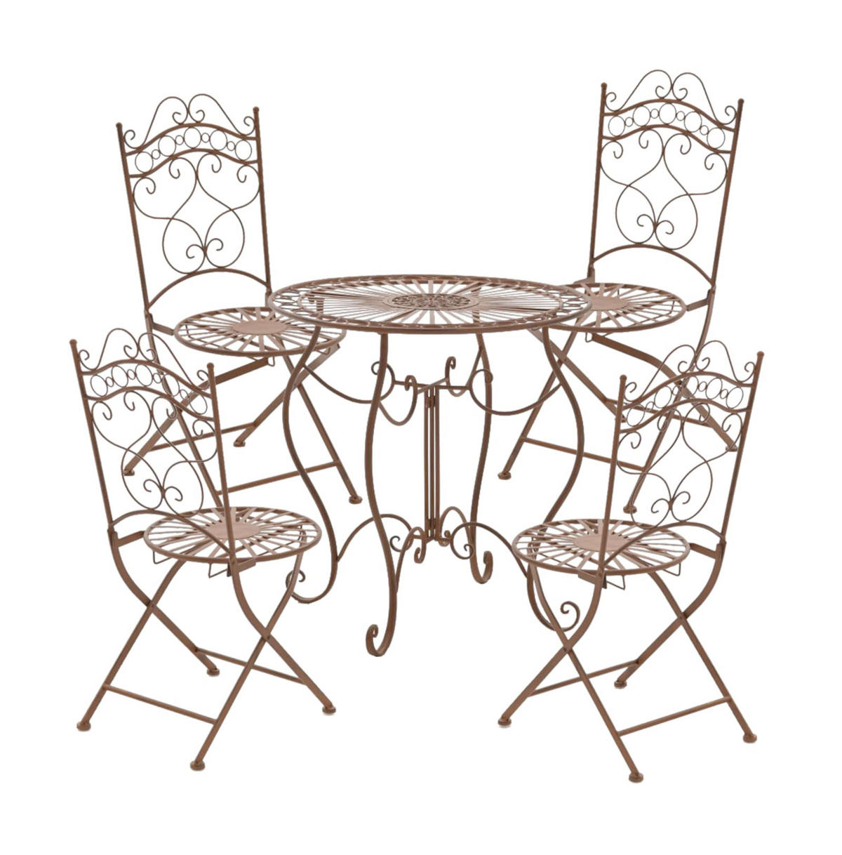 GARTENKLAPPSTUHL 2er Set Metall Antik Braun - Braun, Metall (41/91/50cm) - CLP