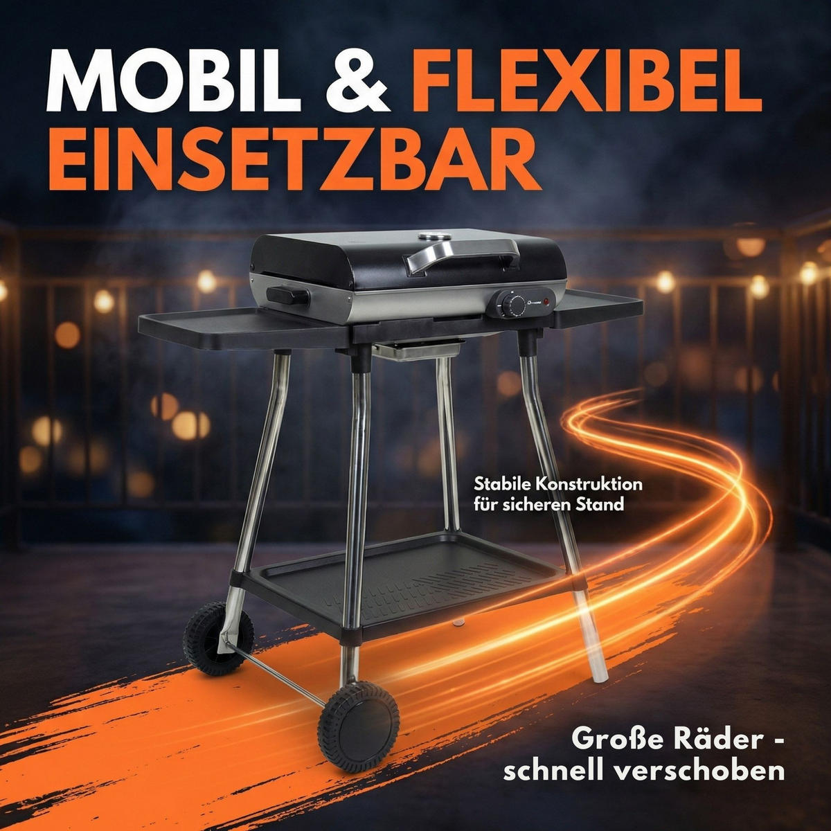 ELEKTROGRILL 2in1 BBQ928 - Schwarz, Kunststoff (27.6/84.2/58.3cm) - Sommertal