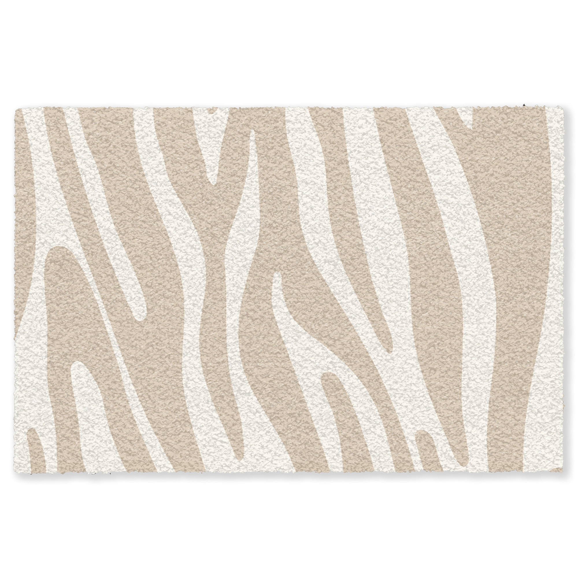 FUSSMATTE Zebramuster - Beige - Weiß - Tiermuster Schmutzfänger 180x120 cm - Beige, Kunststoff (180/120cm) - MuchoWow