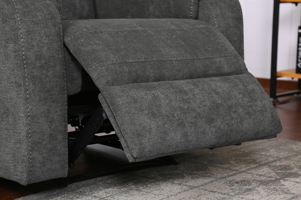 FERNSEHSESSEL - Grau - Microfaser - Eisen - 92 x 102 x 93 cm - Dunkelgrau/Schwarz, Kunststoff/Textil (92/102/93cm) - home24