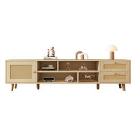 TV-SCHRANK 160cm Holzfarbe Rattan 2 Schubladen 1 Tür bis 70 Zoll - Braun, Holz (45.5/13.5/93cm) - FLIEKS
