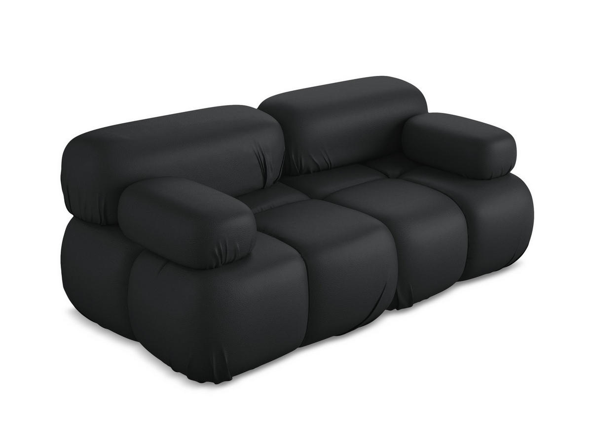 2-SITZER-SOFA Kunstleder Schwarz - Schwarz/Grau, Leder/Kunststoff (190/70/96cm) - Makamii