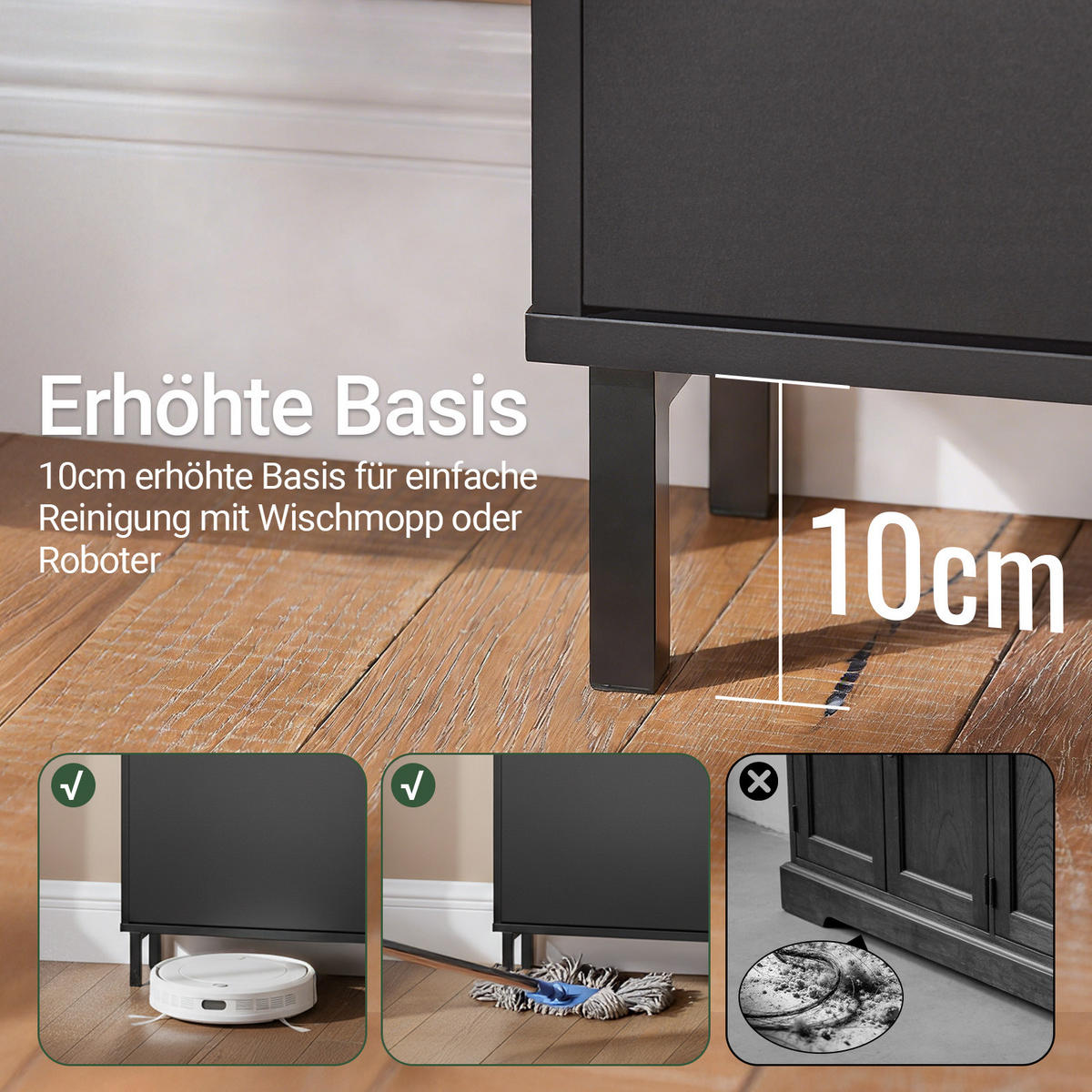 SCHUHSCHRANK mit 3 Klappen, Schwarz 50x129x19cm - Schwarz, Holzwerkstoff/Metall (50/129/19cm) - SoBuy