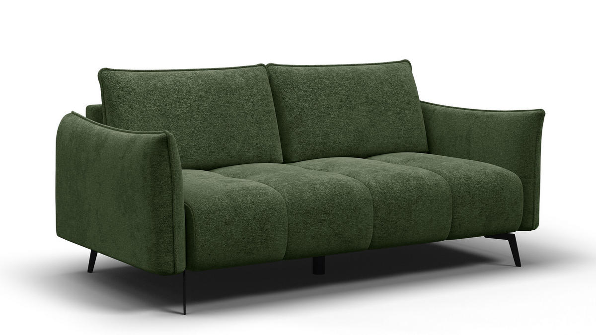 SOFA AERA 2,5-Sitzer, dunkelgrün - Dunkelgrün/Schwarz, Holz/Textil (187/89/96cm) - Courtois Laville