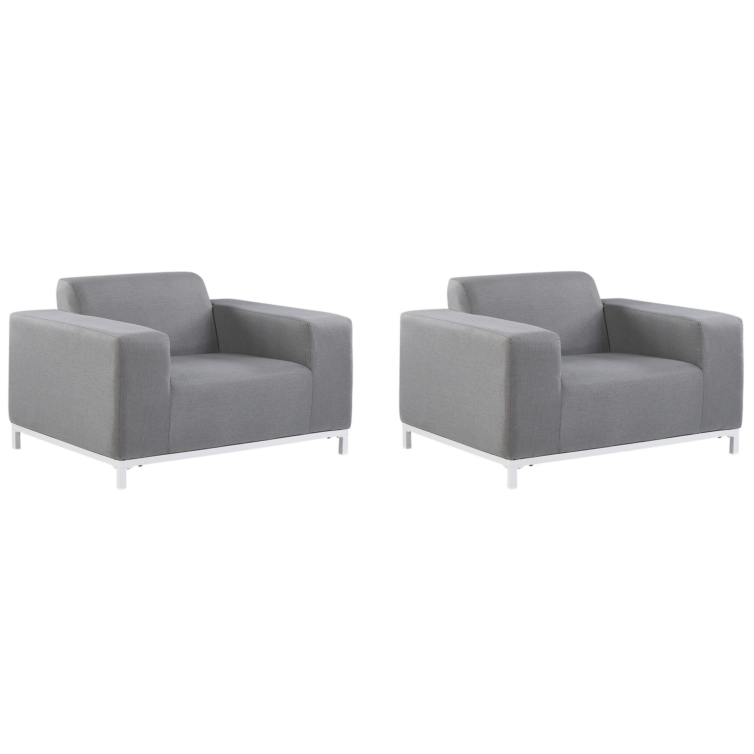 GARTENSESSEL 2er-SET grau/weisses Gestell Rovigo - Weiß/Grau, Textil (105/68/84cm) - Beliani