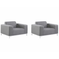 GARTENSESSEL 2er-SET grau/weisses Gestell Rovigo - Weiß/Grau, Textil (105/68/84cm) - Beliani