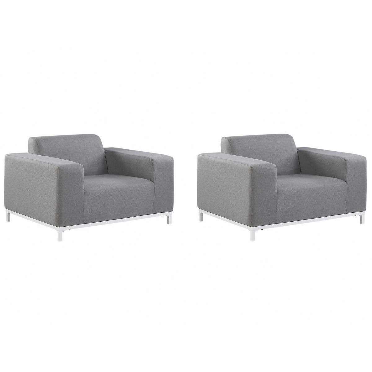 GARTENSESSEL 2er-SET grau/weisses Gestell Rovigo - Weiß/Grau, Textil (105/68/84cm) - Beliani