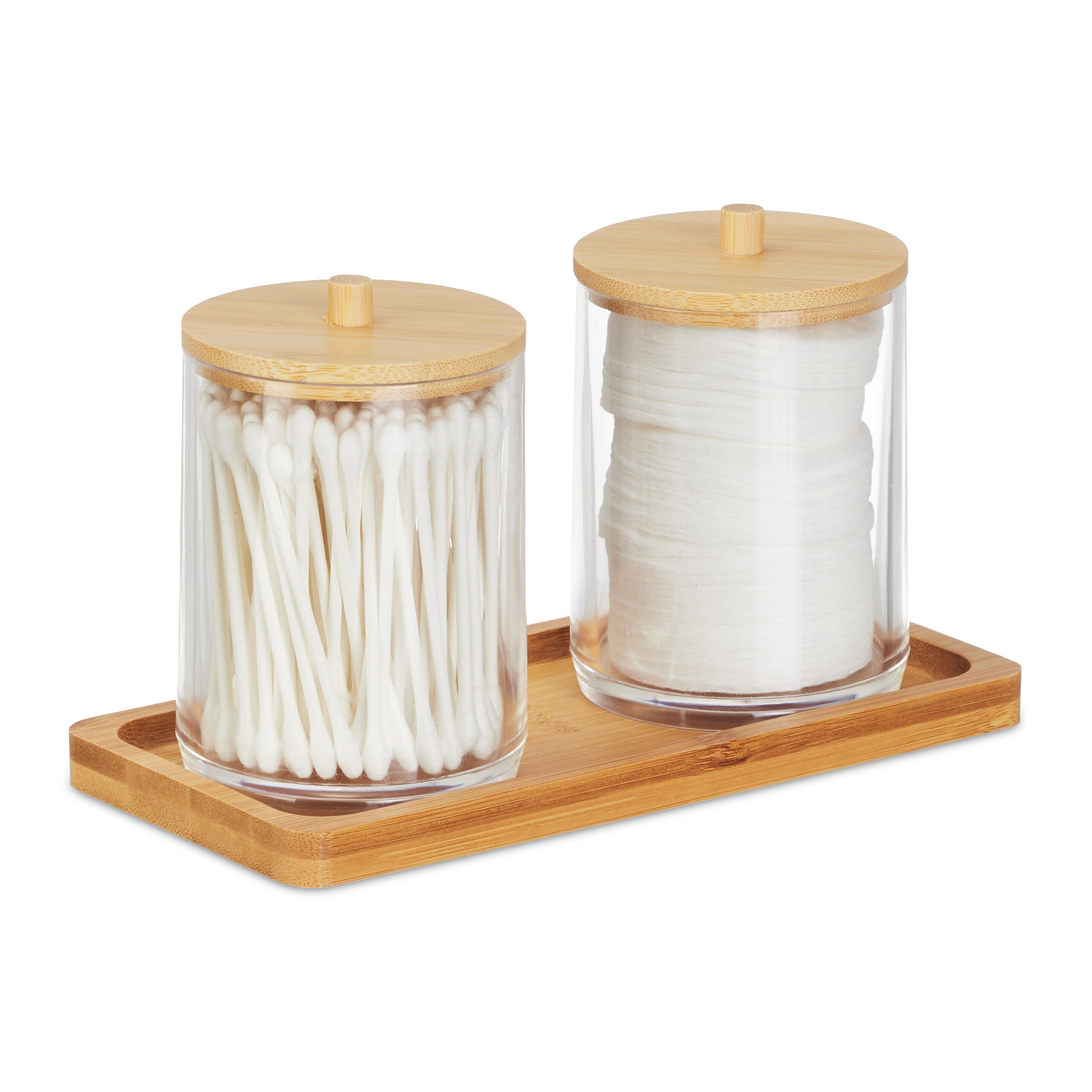 WATTESTÄBCHENBEHÄLTER - Multicolor, Holz/Kunststoff (19/11/9cm) - Relaxdays