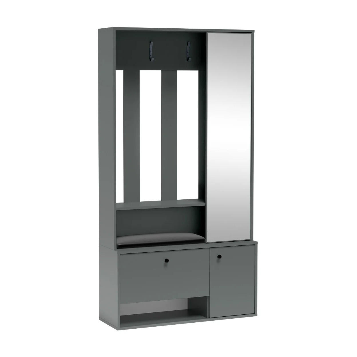 GARDEROBENSCHRANK Pots Plus mit zwei Türen und Sitzpolster grün - Grün, Holzwerkstoff (100/190/33cm) - Beautysofa