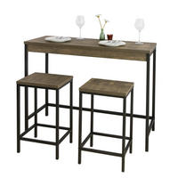 BARTISCH + 2 x BARHOCKER - Naturfarben, Holzwerkstoff (121/97/46cm) - SoBuy