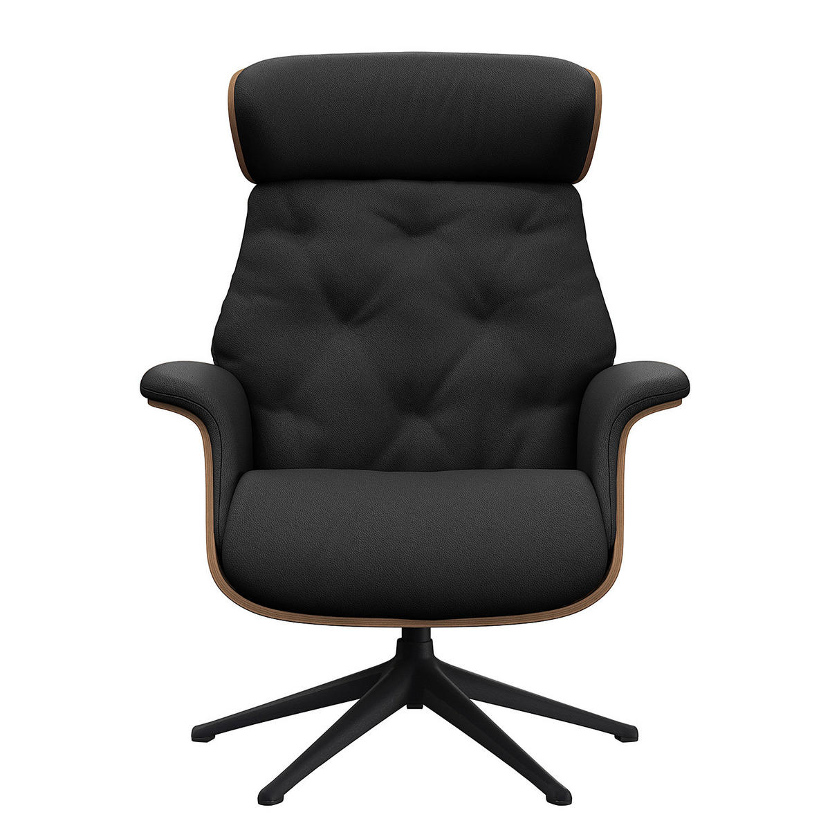 RELAXSESSEL - Echtleder - Schwarz, Leder/Metall (83/110/83cm) - home24