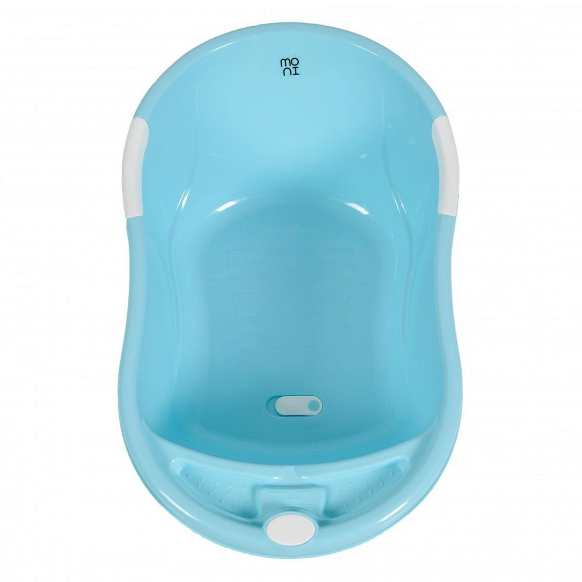BABYBADEWANNE Lilly blau platzsparend mit Wasserablauf, Ablagefächer für Zubehör - Blau, Kunststoff (51/80cm) - Moni