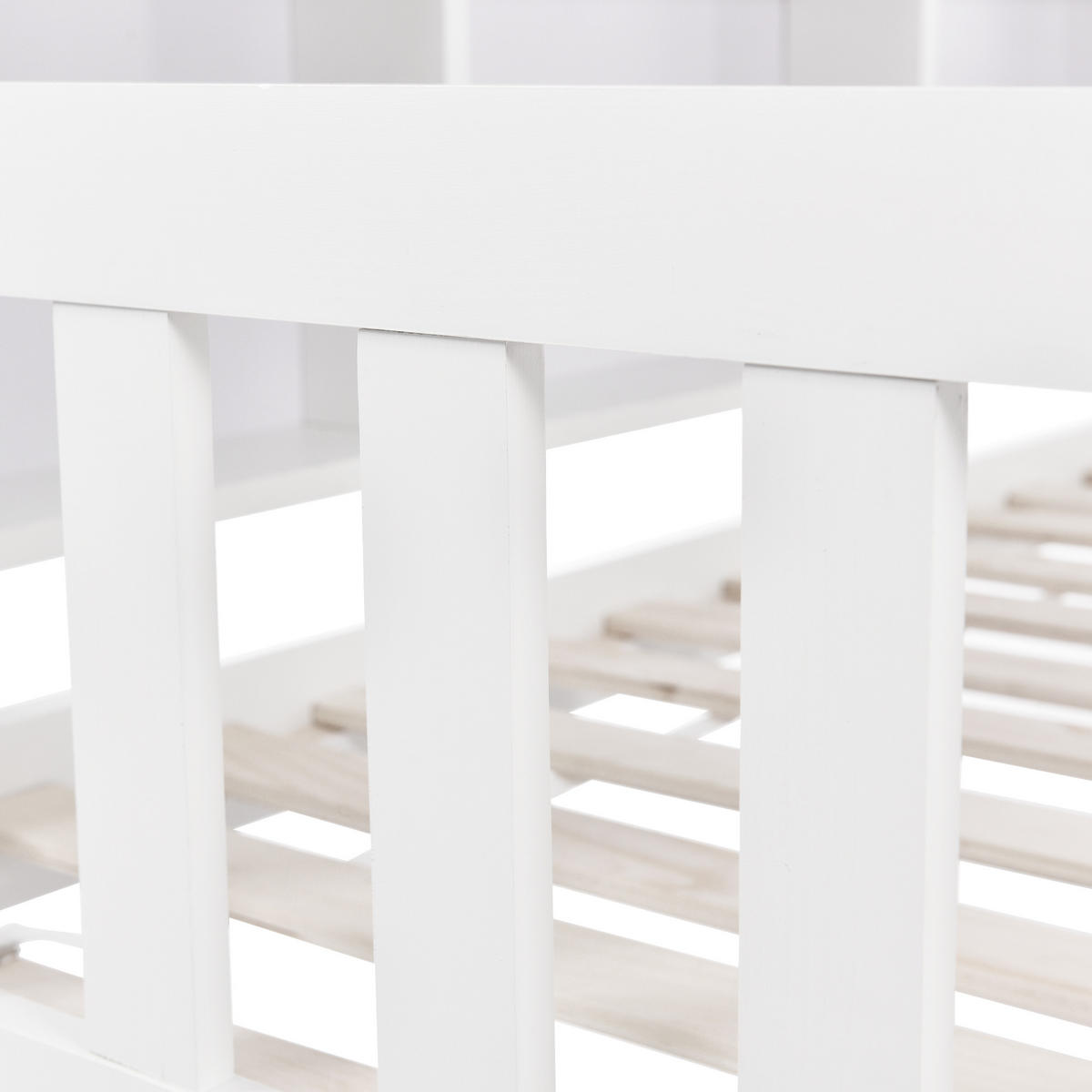 KINDEREINZELBETTEN aus Kiefernholz 90x200 cm in Weiß mit Schubladen & Regal - Weiß, Holz (90/200cm) - Modfu