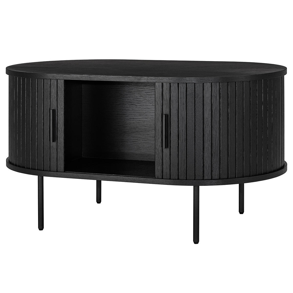 KOMMODE COUCHTISCH - Echtholzfurnier - Eichefarben/Schwarz, Holzwerkstoff/Metall (60/100/55cm) - home24