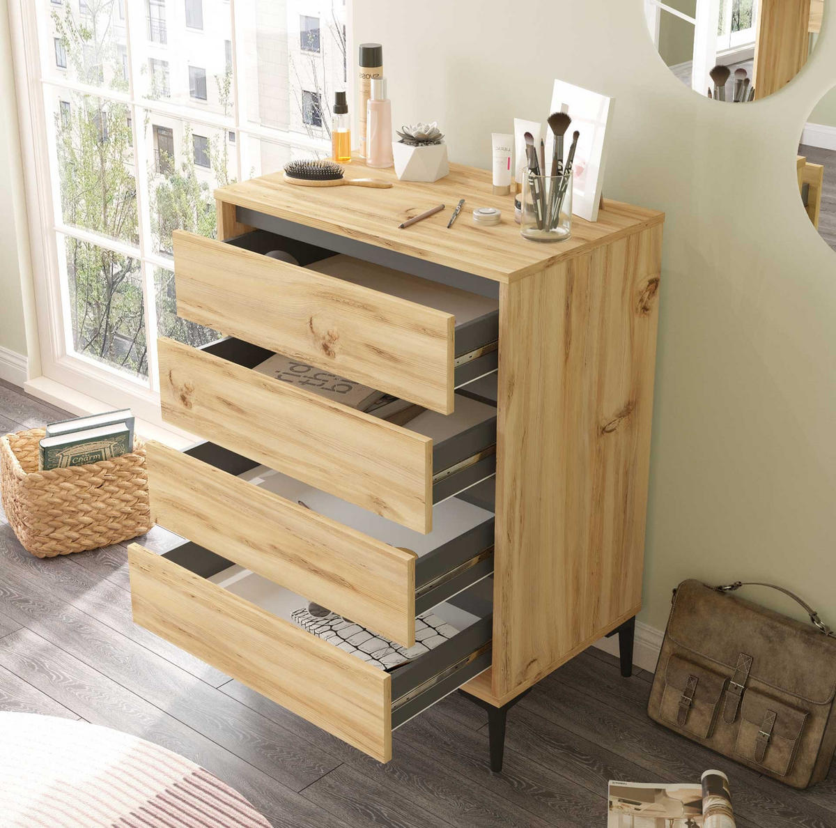 KOMMODE 72/45/98,5 cm - Braun, Holz (72/98.5/45cm) - Mobili Rebecca