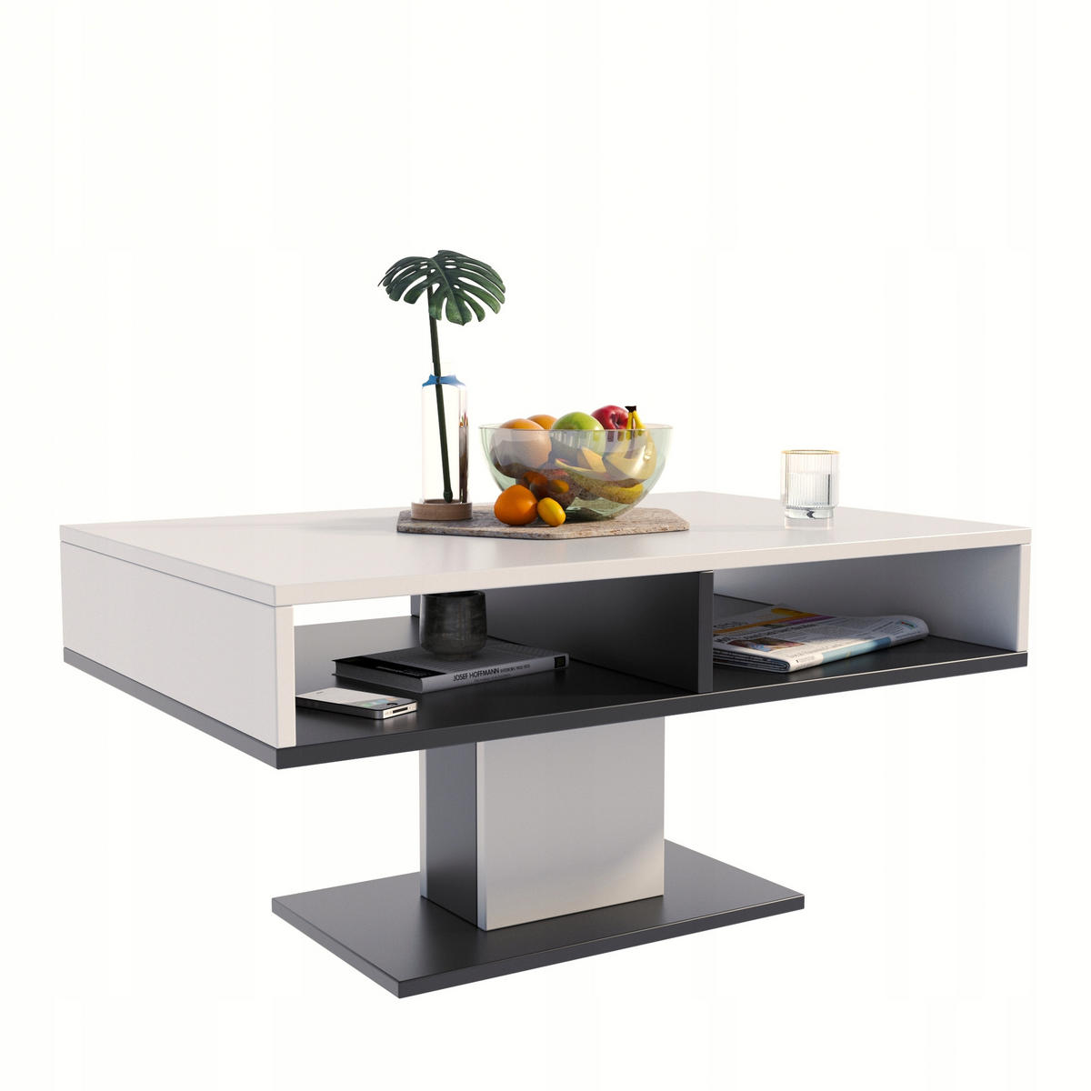COUCHTISCH INES Weiß-Schwarz 100/50/50 cm - Multicolor, Holzwerkstoff (50/100/50cm) - Matkam Möbel