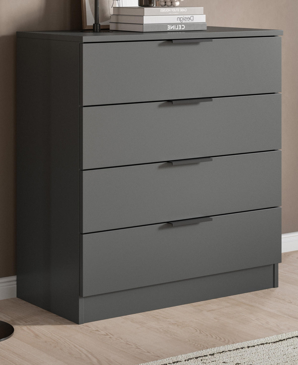 KOMMODE grau 74 x 80 cm, Schubladenkommode mit 4 Schubkästen - Grau, Holzwerkstoff/Metall (74/80/35cm) - Inn.Furn