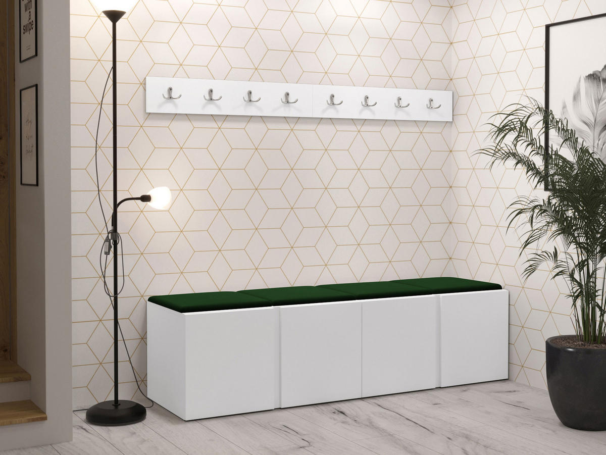 MOBILIER PENTRU HOL Orion VII - alb/verde, material plastic/compozit lemnos (168/42/46cm) - MIRJAN24