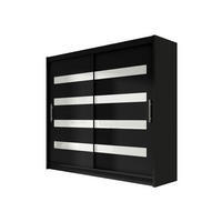 KLEIDERSCHRANK London XI - Silberfarben/Schwarz, Holzwerkstoff/Kunststoff (180/215/58cm) - MIRJAN24