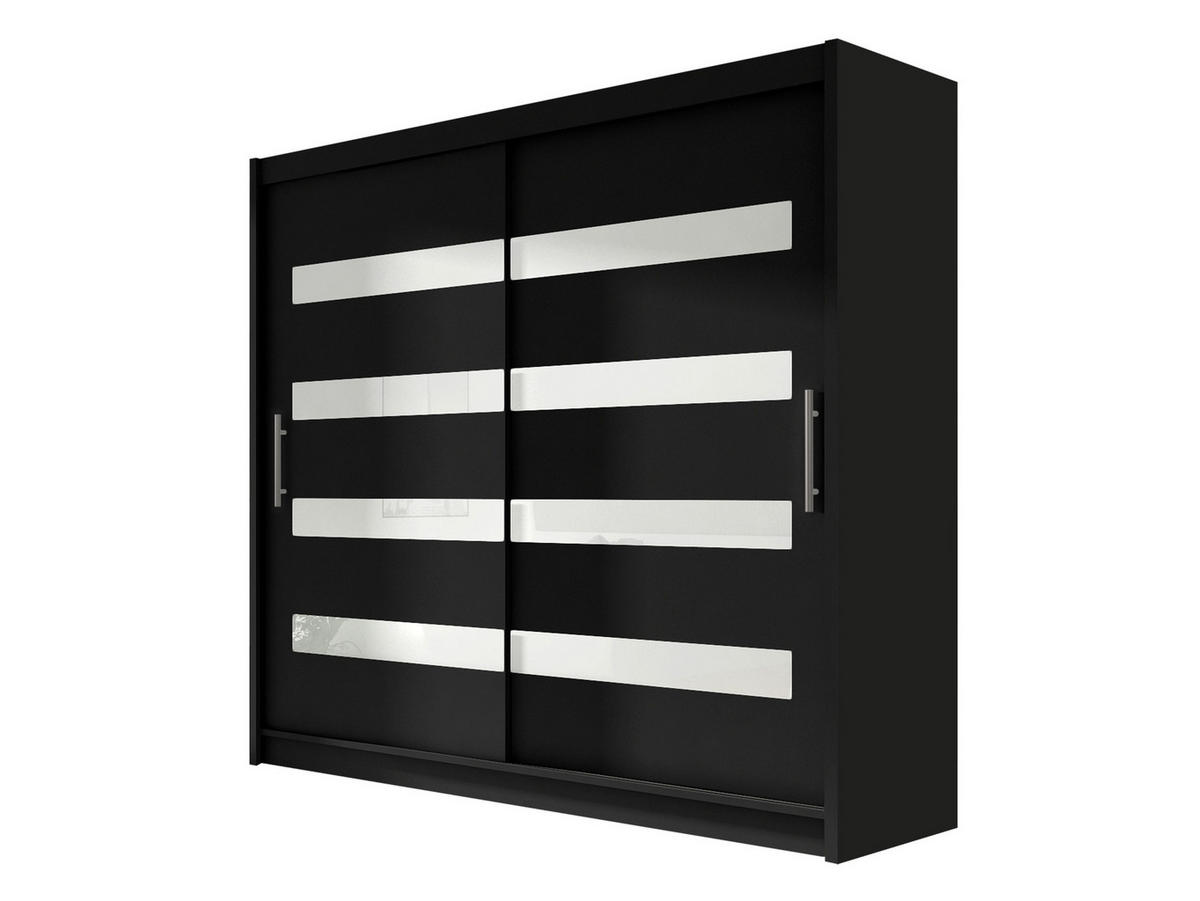 KLEIDERSCHRANK London XI - Silberfarben/Schwarz, Holzwerkstoff/Kunststoff (180/215/58cm) - MIRJAN24