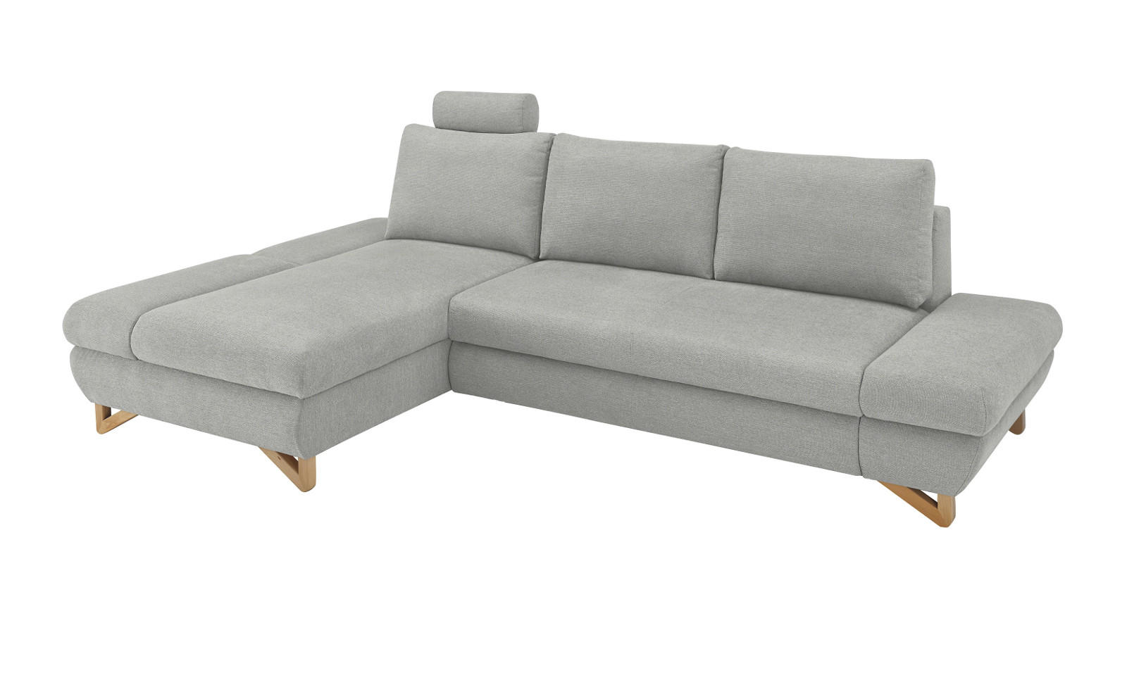 ECKSOFA hellgrau Struktur-Stoff, Wohnzimmer Sofa - Hellgrau, Holz/Textil (166/284cm) - Furn.Design
