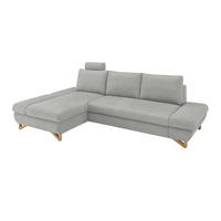 ECKSOFA hellgrau Struktur-Stoff, Wohnzimmer Sofa - Hellgrau, Holz/Textil (166/284cm) - Furn.Design