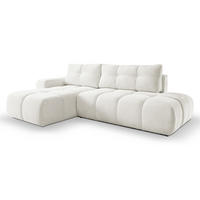 ECKSOFA L Form Hosio Cremefarbton 286/177/88 cm Links mit Schlaffunktion - Hellgrau/Schwarz, Kunststoff/Textil (177/286cm) - AX Living