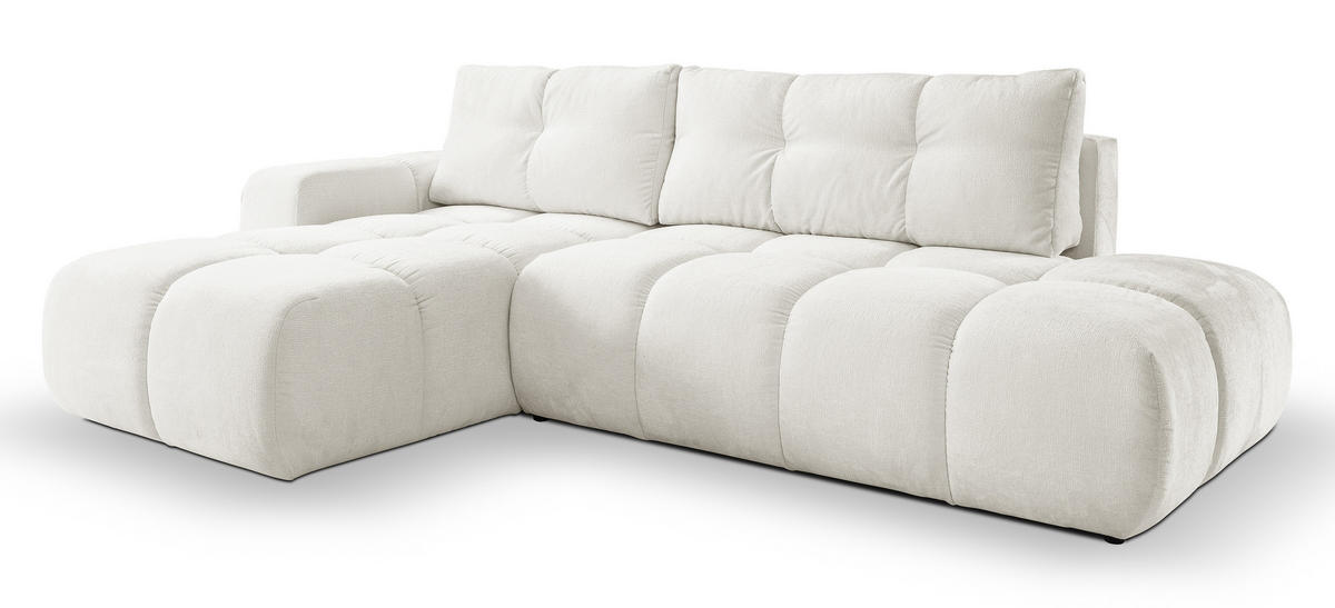 ECKSOFA L Form Hosio Cremefarbton 286/177/88 cm Links mit Schlaffunktion - Hellgrau/Schwarz, Kunststoff/Textil (177/286cm) - AX Living