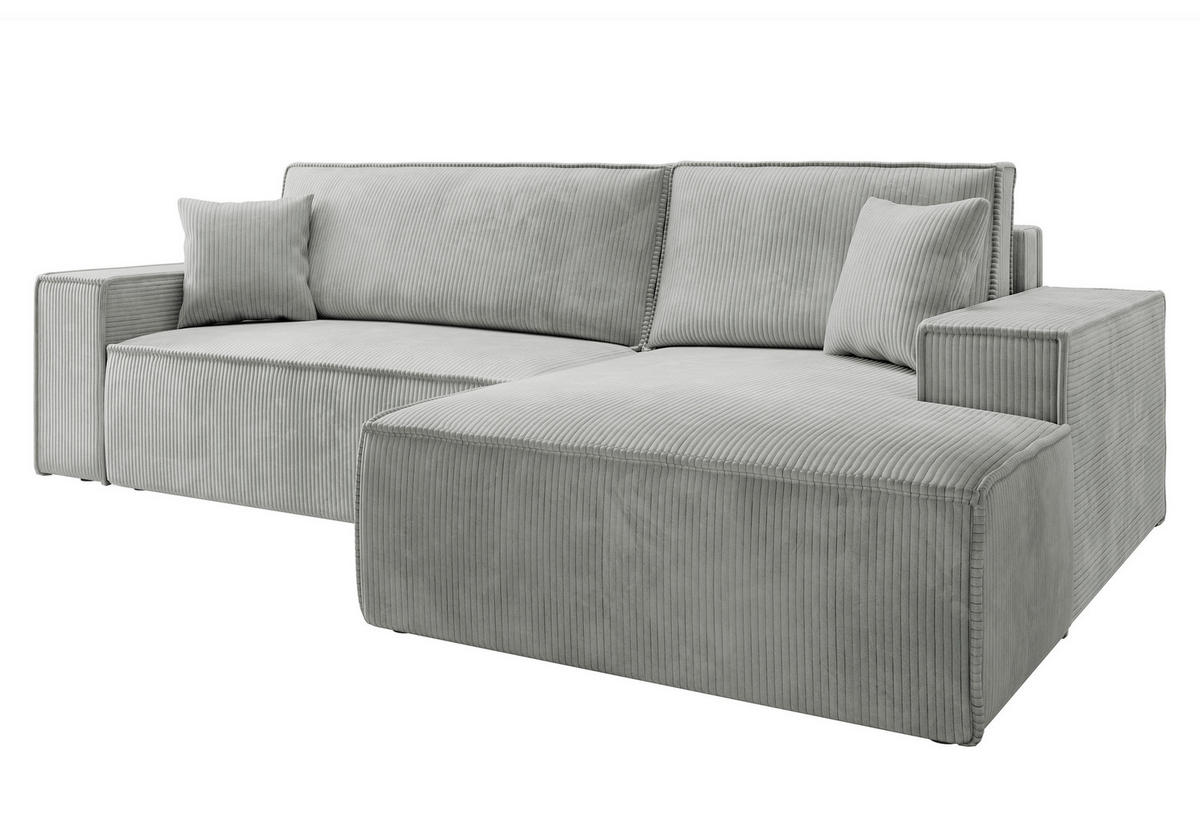 ECKSOFA Farese Hellgrau Cordbezug - Hellgrau/Schwarz, Kunststoff/Textil (267/167cm) - Selsey