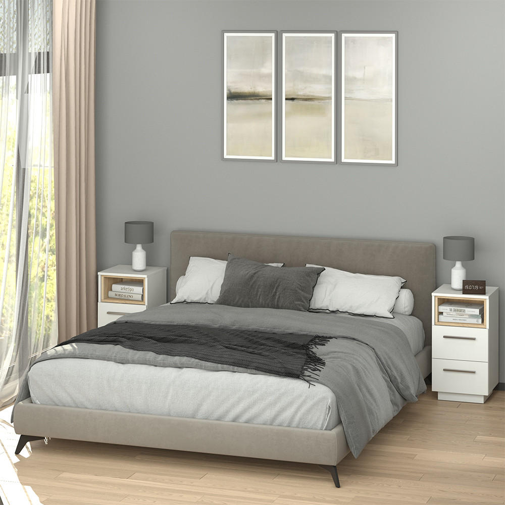 NACHTTISCH Beatrice Weiß 36 x 68 cm 2er Set - Weiß, Holzwerkstoff (36/68/36cm) - Vicco